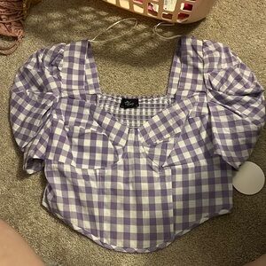 NWT Milk & Honey Purple Gingham Crop Top